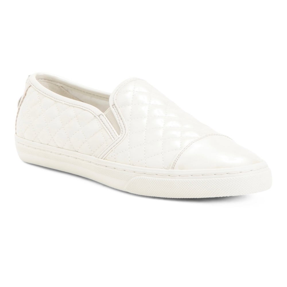 NIB GEOX Respira Patent Quilted Slip On White Rear Accent Zipper Sneakers